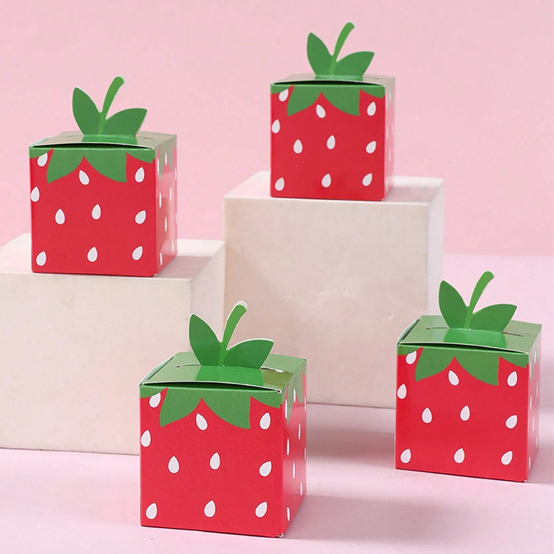 Event Party Box - 5/10/20 個イチゴパーティー好意ボックス夏イチゴギフトボックスかわいいフルーツグッズボックスイチゴ誕生日ベビーシャワー