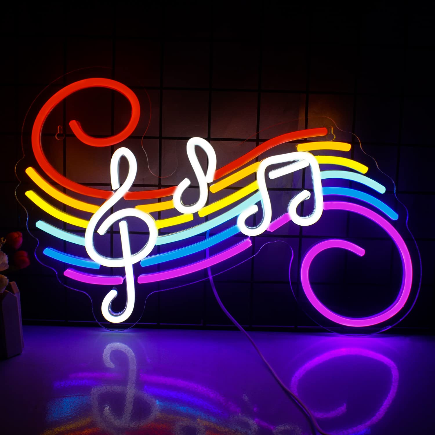 Neon Sign Party - 音符ネオンサイン カスタマイズ可能 カラフルなト音記号 LEDネオンライト 壁飾り 音楽スタジオ