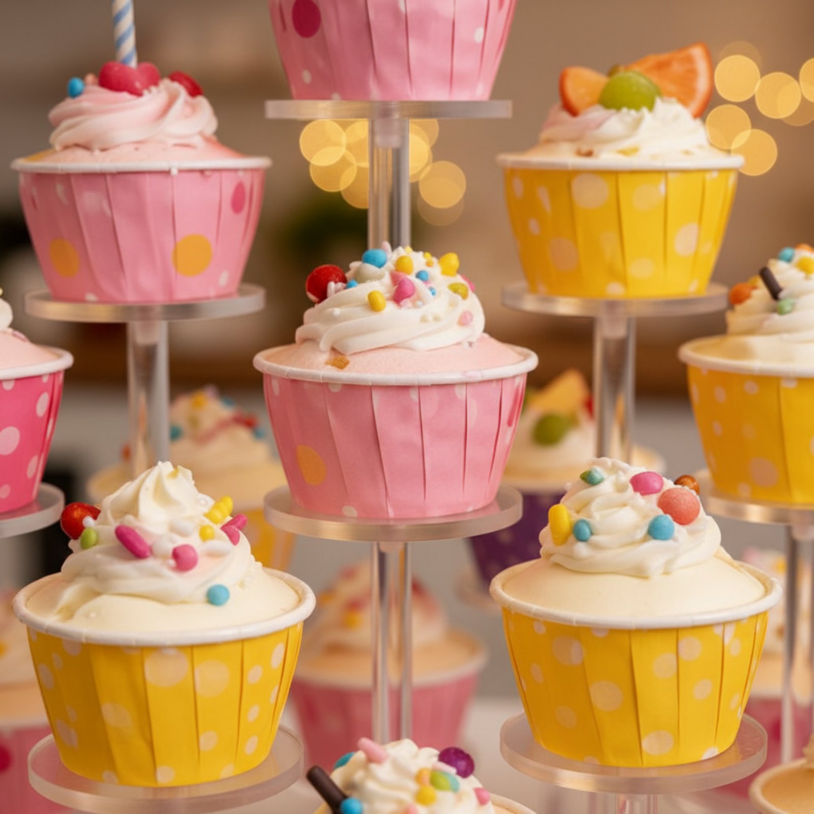 アクリルカップケーキスタンド透明ラウンドカップケーキディスプ - Cupcake Stand Tier のレビューと価格