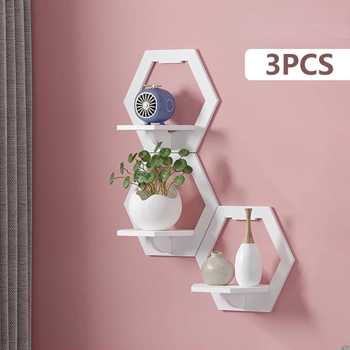 六角形の壁の棚,パンチなし,ベッドサイドテーブル,壁掛けスタ - Flower Wall Panel のレビューと価格