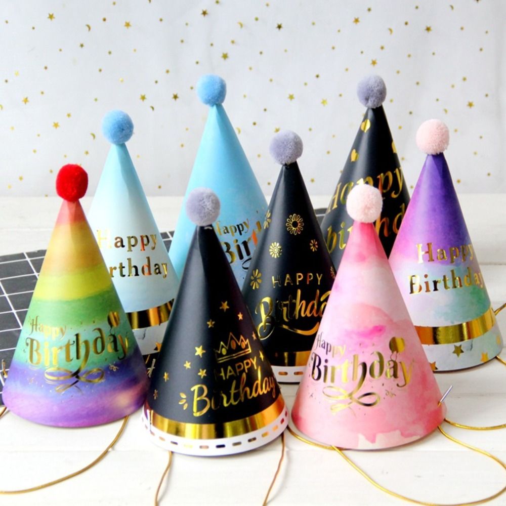 男の子と女の子のための誕生日パーティーの帽子,手作りの帽子, - Party Hat Cone のレビューと価格