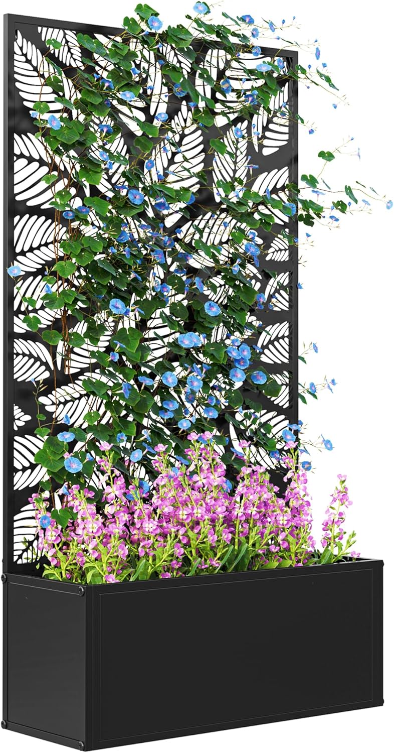 金属製の高床式菜園、つる性植物用のトレリス付き、自立式または - Flower Wall Panel のレビューと価格