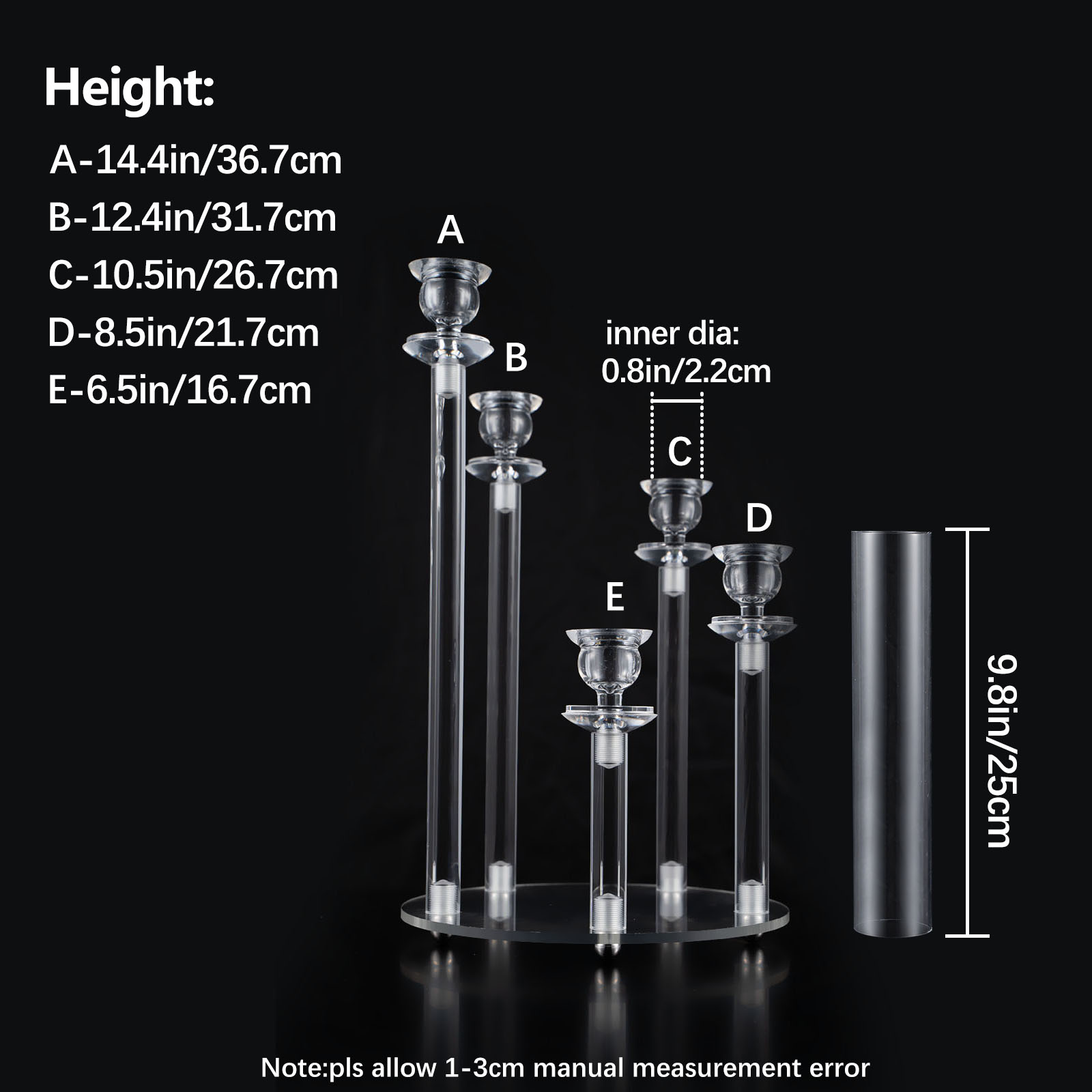 透明アクリル製5アームキャンドルホルダー10セット、取り外し - Centerpiece Stick のレビューと価格