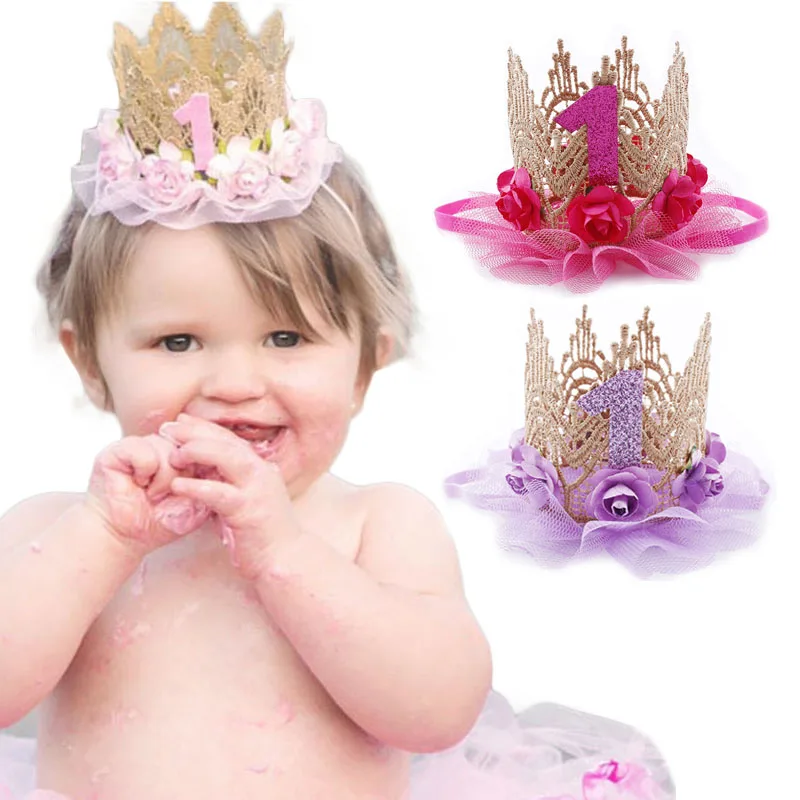 赤ちゃんのための最初の誕生日のための王冠の帽子,花の王女のヘ - Party Hat Cone のレビューと価格